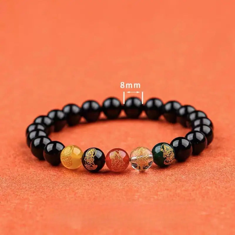 Chinese New Year Five-Year Prosperity God of Wealth Bracelet - Dragon Year Transfer, Imitation Cinnabar & Horse Design, Unisex Jewelry for Men and Women, Red Bead Accents, Symbol of Good Fortune and Wealth, Cultural Accessory