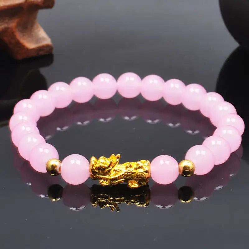 Couple'S Obsidian Bracelets for Men And Women Featuring Golden Pixiu
