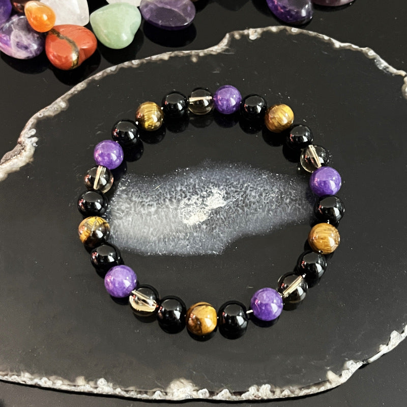 Men'S Bohemian Bracelet - Natural Tiger'S Eye Stone, & Obsidian Beads - Protection Jewelry for Negative