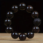 Men's & Women's Natural Wood Buddhist Prayer Beads Bracelet - Brown & Black Chinese Style Lucky Charm Rosary with Red Cap & Beads, Smooth Spherical Beads for Meditation, Spiritual Practice, Casual Attire - Durable Natural Wood Material,