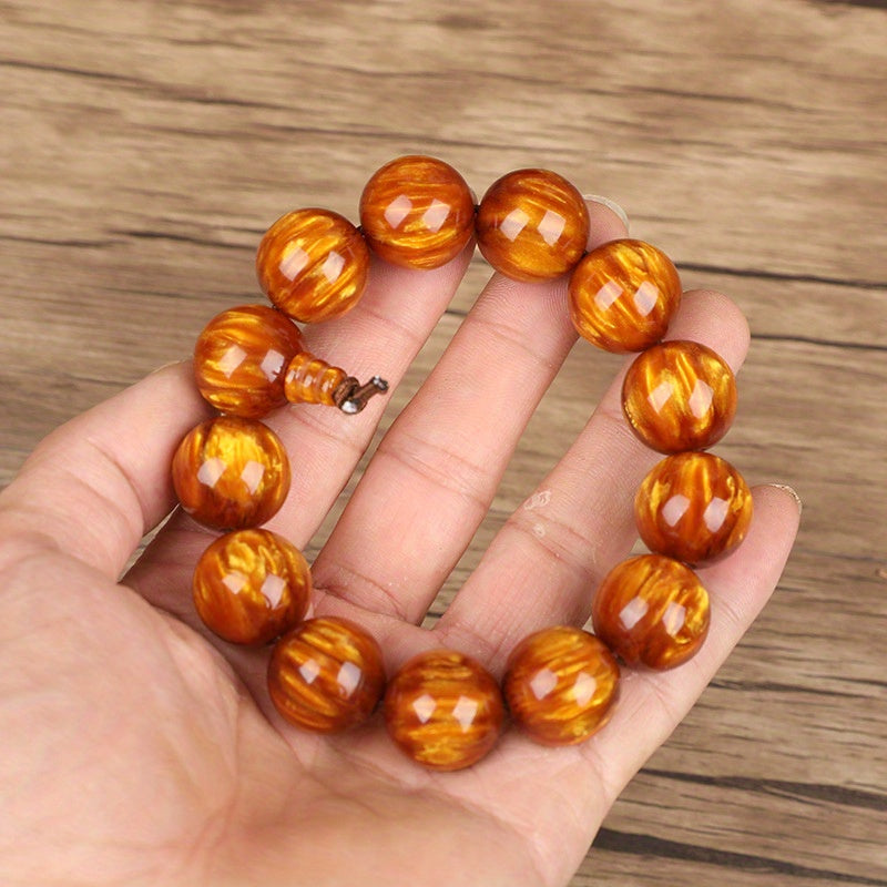Men'S Prayer Beads - Glossy Brown Wooden Rosary with Smooth Beads, Spiritual Jewelry for Meditation