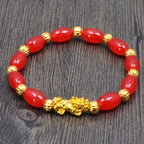 Couple'S Obsidian Bracelets for Men And Women Featuring Golden Pixiu