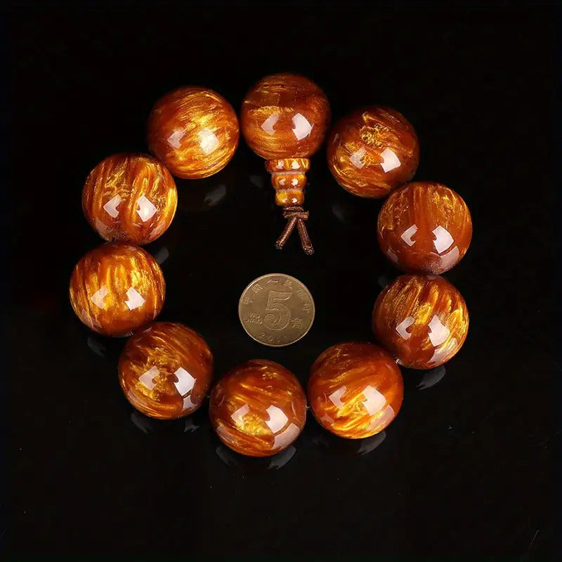 Men'S Prayer Beads - Glossy Brown Wooden Rosary with Smooth Beads, Spiritual Jewelry for Meditation