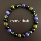 Men'S Bohemian Bracelet - Natural Tiger'S Eye Stone, & Obsidian Beads - Protection Jewelry for Negative