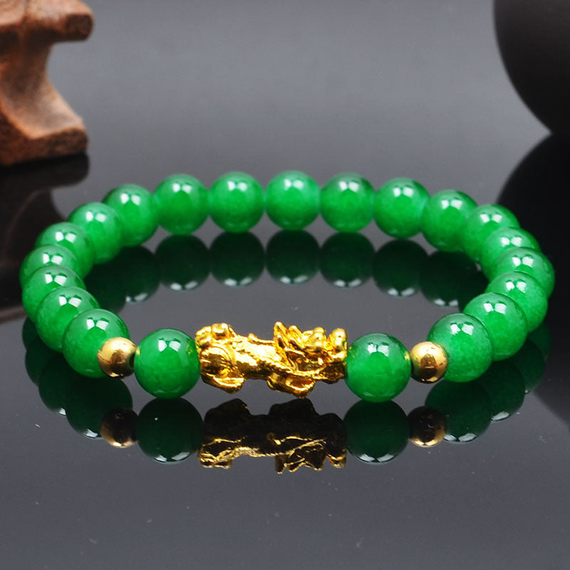 Couple'S Obsidian Bracelets for Men And Women Featuring Golden Pixiu