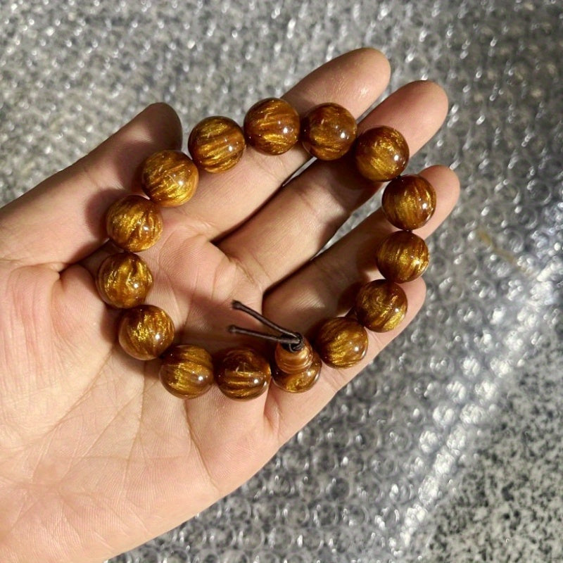 Men'S Prayer Beads - Glossy Brown Wooden Rosary with Smooth Beads, Spiritual Jewelry for Meditation