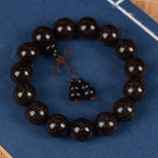Men's & Women's Natural Wood Buddhist Prayer Beads Bracelet - Brown & Black Chinese Style Lucky Charm Rosary with Red Cap & Beads, Smooth Spherical Beads for Meditation, Spiritual Practice, Casual Attire - Durable Natural Wood Material,