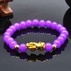 Couple'S Obsidian Bracelets for Men And Women Featuring Golden Pixiu