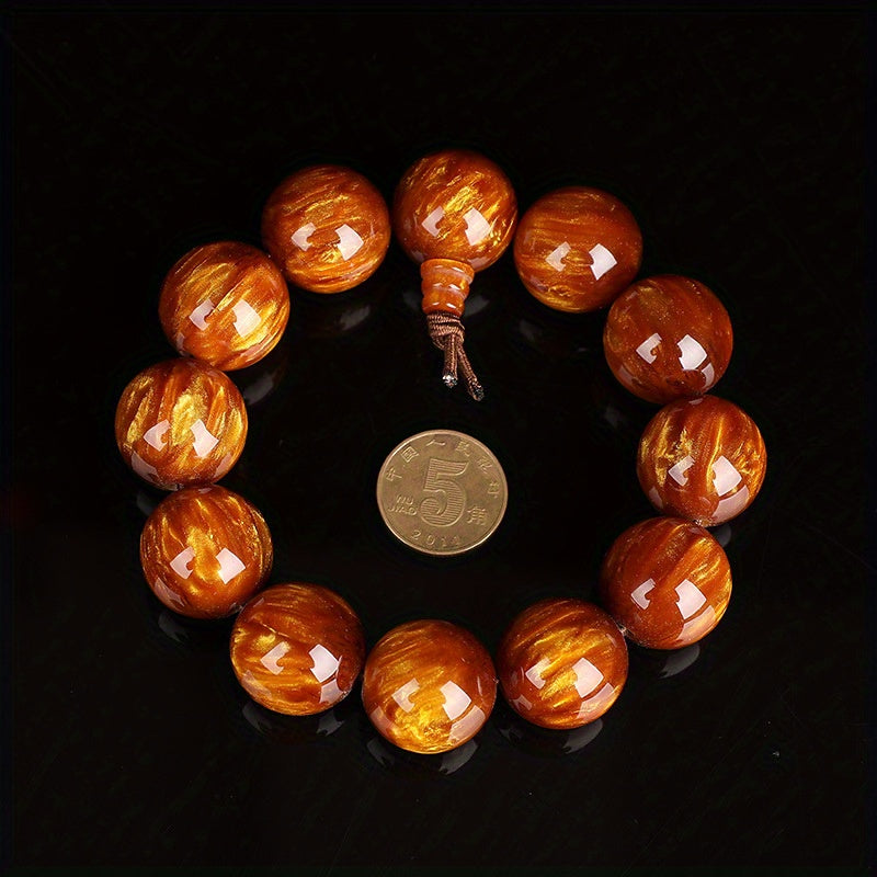 Men'S Prayer Beads - Glossy Brown Wooden Rosary with Smooth Beads, Spiritual Jewelry for Meditation