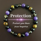 Men'S Bohemian Bracelet - Natural Tiger'S Eye Stone, & Obsidian Beads - Protection Jewelry for Negative