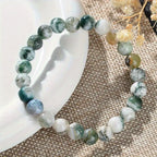 Natural Stone Indian Onyx Bracelet - Heavy Duty Marbling Effect in Brown/Beige/Gray/Blue/Green/White/Black/ - Spiritual Grounding Stone Jewelry for Men & Women - Success, Courage, Strength - Elegant Gift for Birthdays, Anniversaries, Achievements -