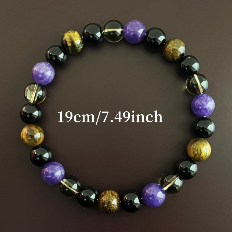 Men'S Bohemian Bracelet - Natural Tiger'S Eye Stone, & Obsidian Beads - Protection Jewelry for Negative