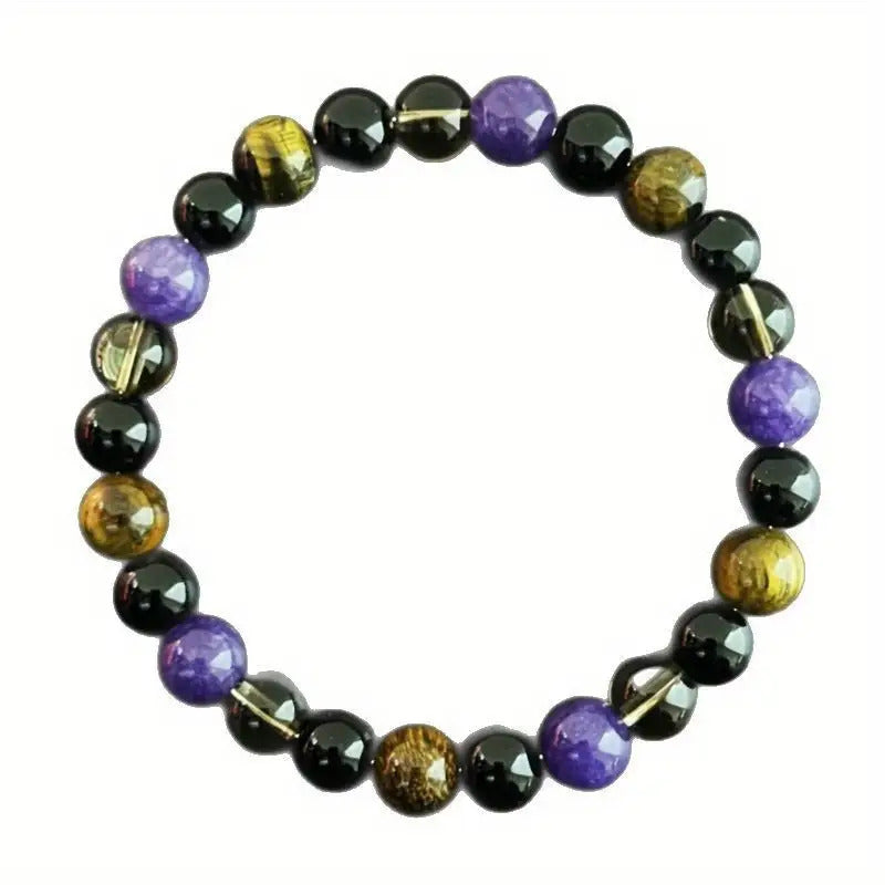 Men'S Bohemian Bracelet - Natural Tiger'S Eye Stone, & Obsidian Beads - Protection Jewelry for Negative