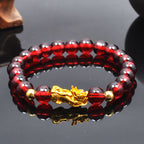 Couple'S Obsidian Bracelets for Men And Women Featuring Golden Pixiu