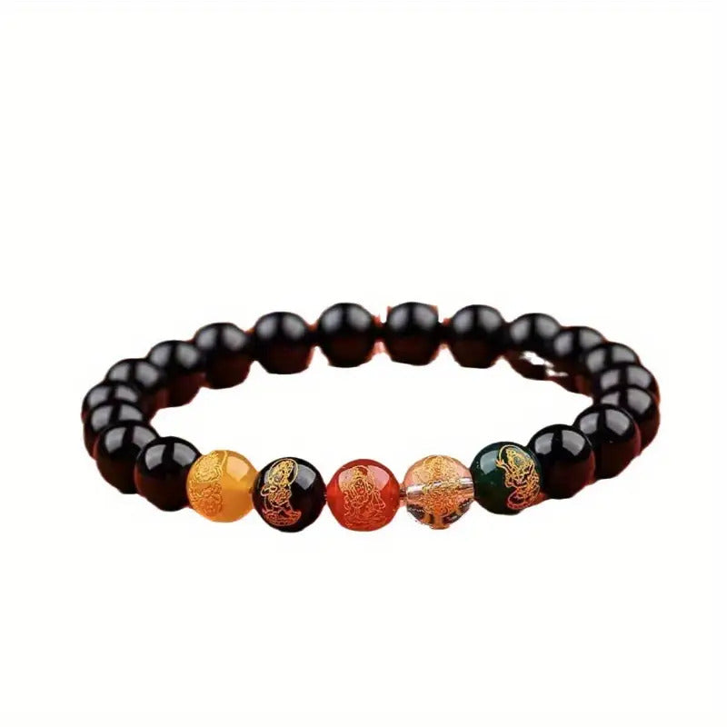 Chinese New Year Five-Year Prosperity God of Wealth Bracelet - Dragon Year Transfer, Imitation Cinnabar & Horse Design, Unisex Jewelry for Men and Women, Red Bead Accents, Symbol of Good Fortune and Wealth, Cultural Accessory