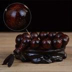 Men's & Women's Natural Wood Buddhist Prayer Beads Bracelet - Brown & Black Chinese Style Lucky Charm Rosary with Red Cap & Beads, Smooth Spherical Beads for Meditation, Spiritual Practice, Casual Attire - Durable Natural Wood Material,