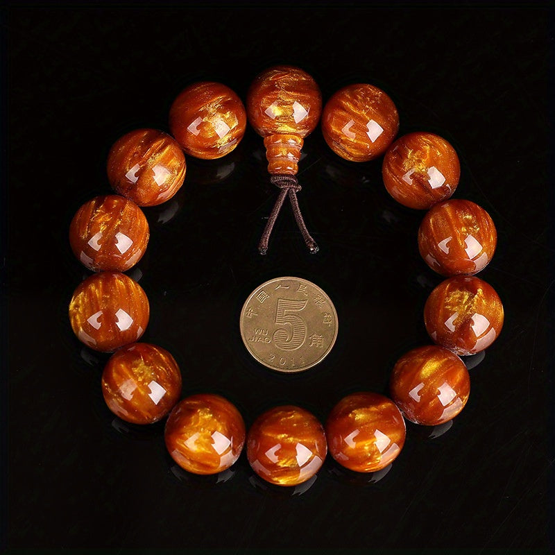 Men'S Prayer Beads - Glossy Brown Wooden Rosary with Smooth Beads, Spiritual Jewelry for Meditation