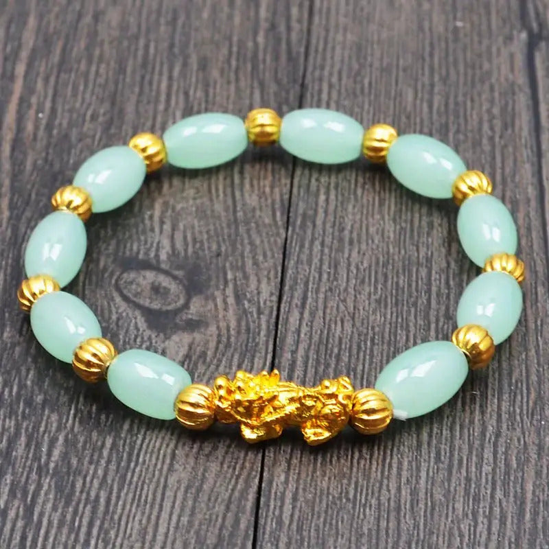Couple'S Obsidian Bracelets for Men And Women Featuring Golden Pixiu