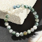 Natural Stone Indian Onyx Bracelet - Heavy Duty Marbling Effect in Brown/Beige/Gray/Blue/Green/White/Black/ - Spiritual Grounding Stone Jewelry for Men & Women - Success, Courage, Strength - Elegant Gift for Birthdays, Anniversaries, Achievements -