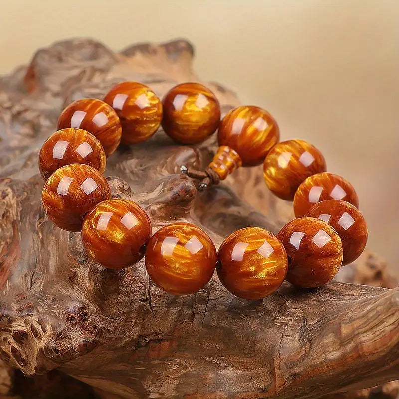 Men'S Prayer Beads - Glossy Brown Wooden Rosary with Smooth Beads, Spiritual Jewelry for Meditation