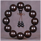 Men's & Women's Natural Wood Buddhist Prayer Beads Bracelet - Brown & Black Chinese Style Lucky Charm Rosary with Red Cap & Beads, Smooth Spherical Beads for Meditation, Spiritual Practice, Casual Attire - Durable Natural Wood Material,