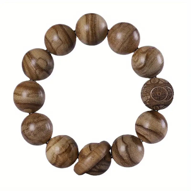 Ethnic Style Bracelet Bead Good Luck Bracelet for Men And Women, Golden Star Bead Bracelet, Rosary Wooden Bracelet, Positive Bracelet, Meditation Accessory, Ethnic Design, Traditional Jewelry, Natural Material, Durable Wood, Beaded Bracelet, Spiritual Bra