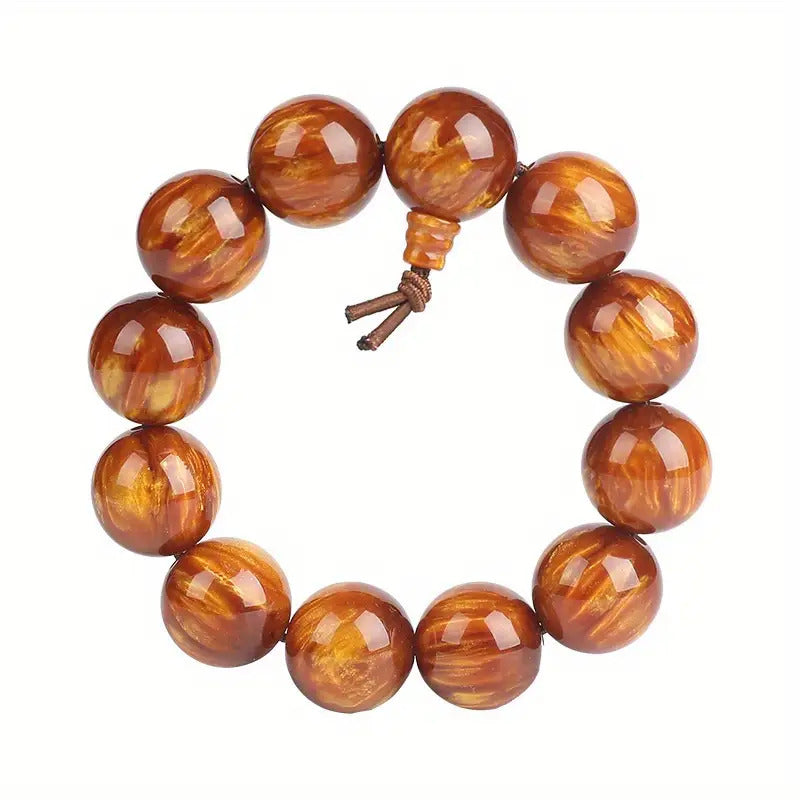 Men'S Prayer Beads - Glossy Brown Wooden Rosary with Smooth Beads, Spiritual Jewelry for Meditation
