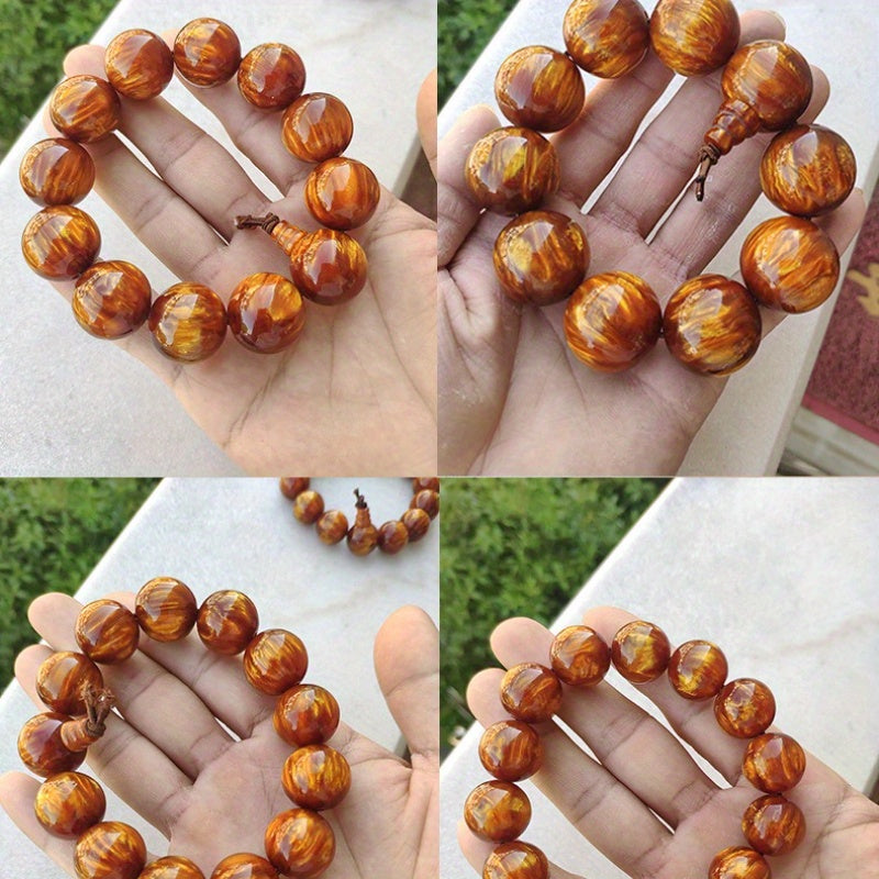 Men'S Prayer Beads - Glossy Brown Wooden Rosary with Smooth Beads, Spiritual Jewelry for Meditation