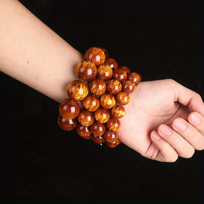 Men'S Prayer Beads - Glossy Brown Wooden Rosary with Smooth Beads, Spiritual Jewelry for Meditation