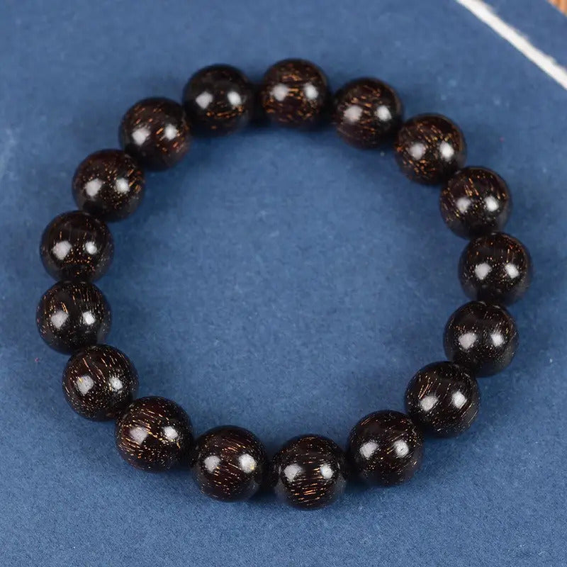 Men's & Women's Natural Wood Buddhist Prayer Beads Bracelet - Brown & Black Chinese Style Lucky Charm Rosary with Red Cap & Beads, Smooth Spherical Beads for Meditation, Spiritual Practice, Casual Attire - Durable Natural Wood Material,