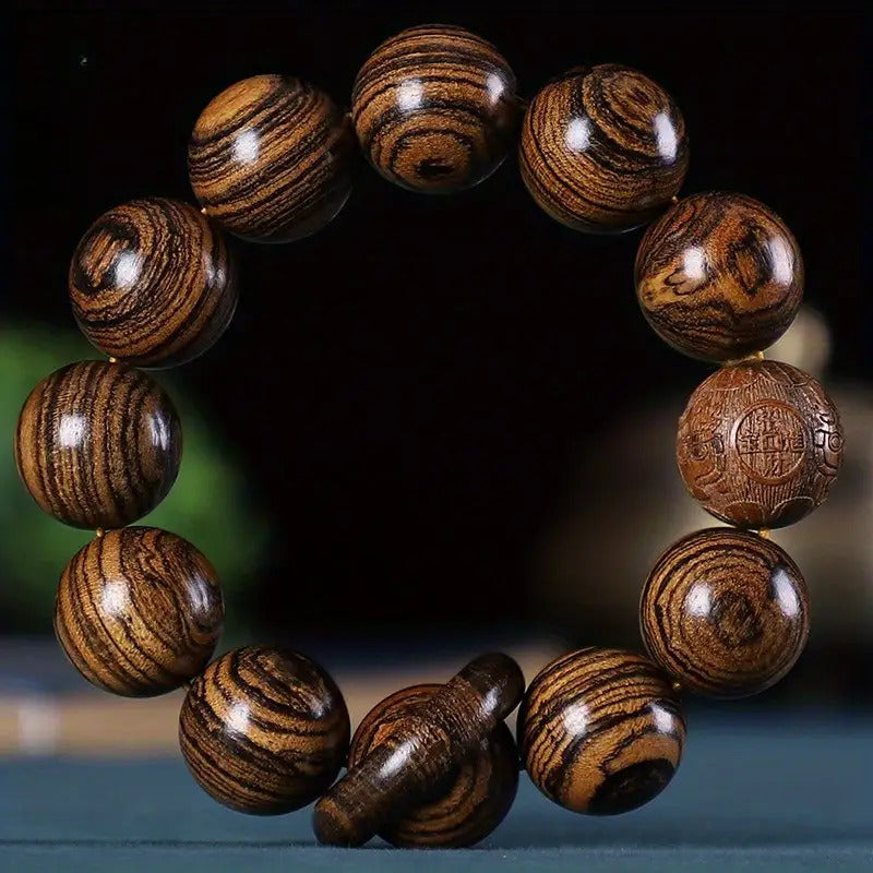 Ethnic Style Bracelet Bead Good Luck Bracelet for Men And Women, Golden Star Bead Bracelet, Rosary Wooden Bracelet, Positive Bracelet, Meditation Accessory, Ethnic Design, Traditional Jewelry, Natural Material, Durable Wood, Beaded Bracelet, Spiritual Bra