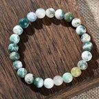 Natural Stone Indian Onyx Bracelet - Heavy Duty Marbling Effect in Brown/Beige/Gray/Blue/Green/White/Black/ - Spiritual Grounding Stone Jewelry for Men & Women - Success, Courage, Strength - Elegant Gift for Birthdays, Anniversaries, Achievements -