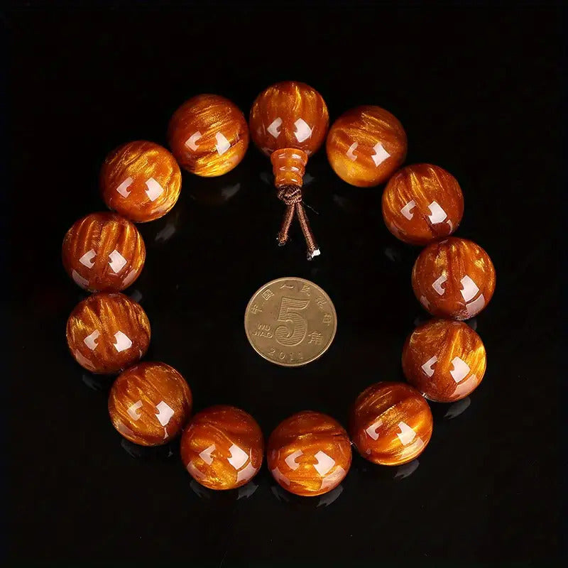 Men'S Prayer Beads - Glossy Brown Wooden Rosary with Smooth Beads, Spiritual Jewelry for Meditation