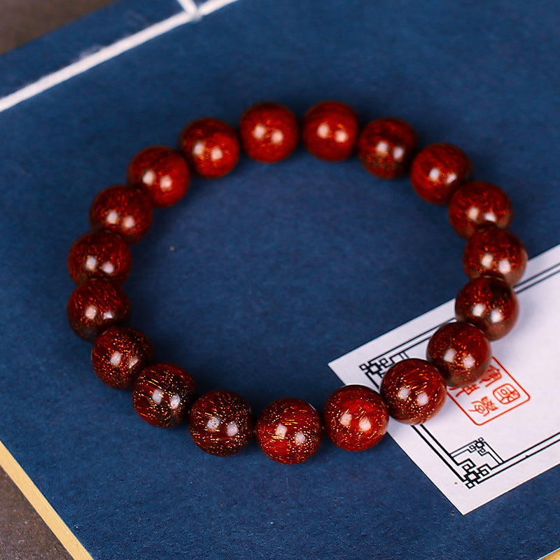 Men's & Women's Natural Wood Buddhist Prayer Beads Bracelet - Brown & Black Chinese Style Lucky Charm Rosary with Red Cap & Beads, Smooth Spherical Beads for Meditation, Spiritual Practice, Casual Attire - Durable Natural Wood Material,
