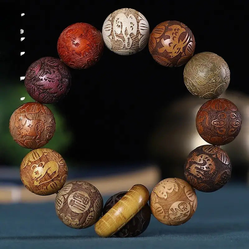 Ethnic Style Bracelet Bead Good Luck Bracelet for Men And Women, Golden Star Bead Bracelet, Rosary Wooden Bracelet, Positive Bracelet, Meditation Accessory, Ethnic Design, Traditional Jewelry, Natural Material, Durable Wood, Beaded Bracelet, Spiritual Bra
