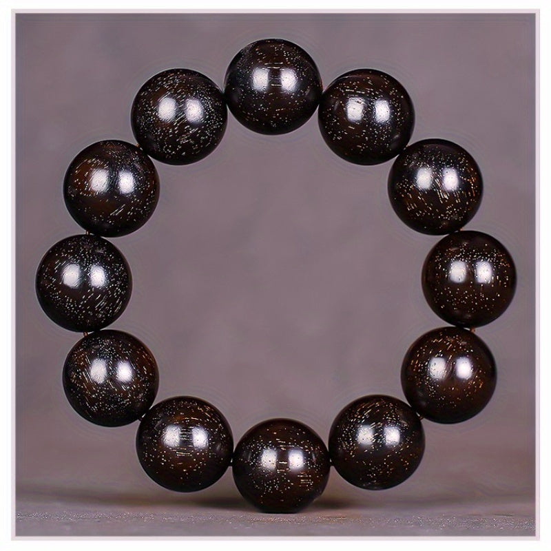 Men's & Women's Natural Wood Buddhist Prayer Beads Bracelet - Brown & Black Chinese Style Lucky Charm Rosary with Red Cap & Beads, Smooth Spherical Beads for Meditation, Spiritual Practice, Casual Attire - Durable Natural Wood Material,